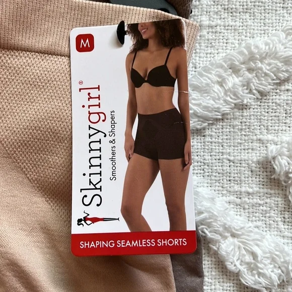 NWT 2 Pk Skinnygirl Shaping Seamless Shorts Beige Tan Size M - Picture 3 of 10